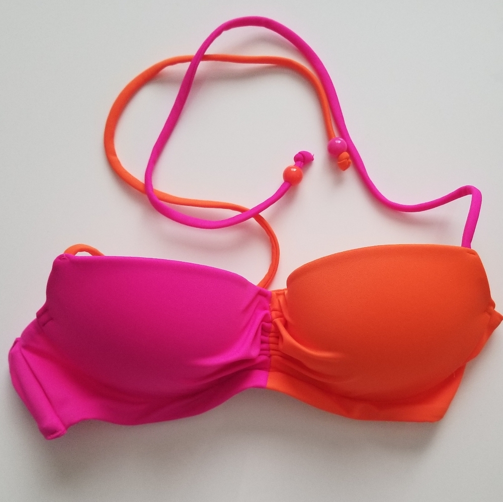 NEW Victoria's Secret Hot Orange & Pink Bikini Top